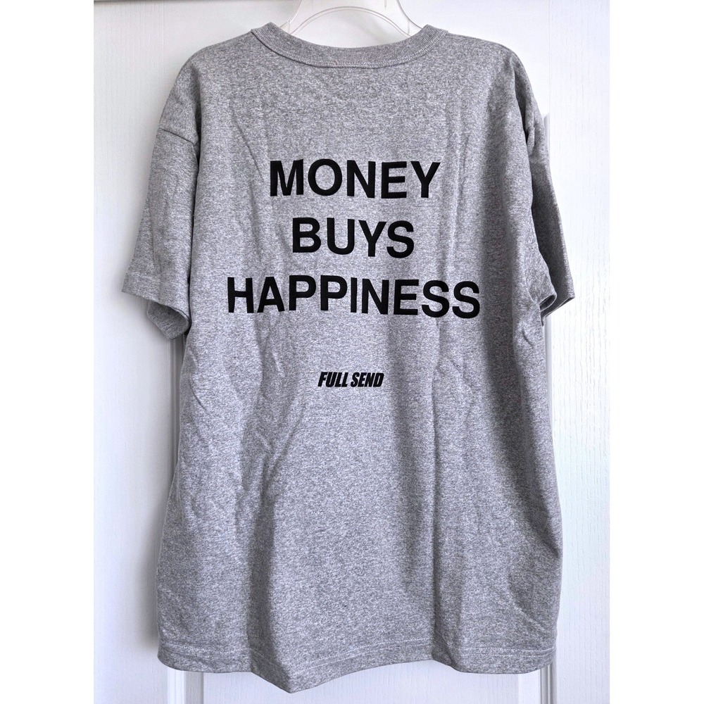 Full Send Money Buys Happiness Graphic T-Shirt Grey I'm Rich Nelk Boys Sz L